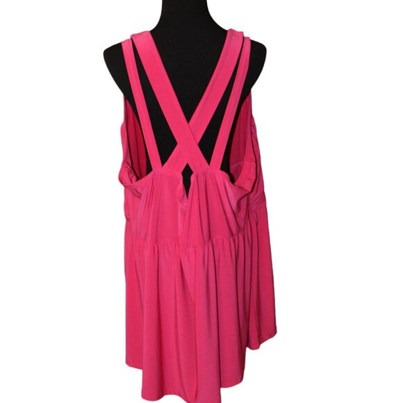 HOT PINK Fushia Raspberry Torrid Plus Size 5 Back Strappy Summer Shirt - EUC - Picture 8 of 12